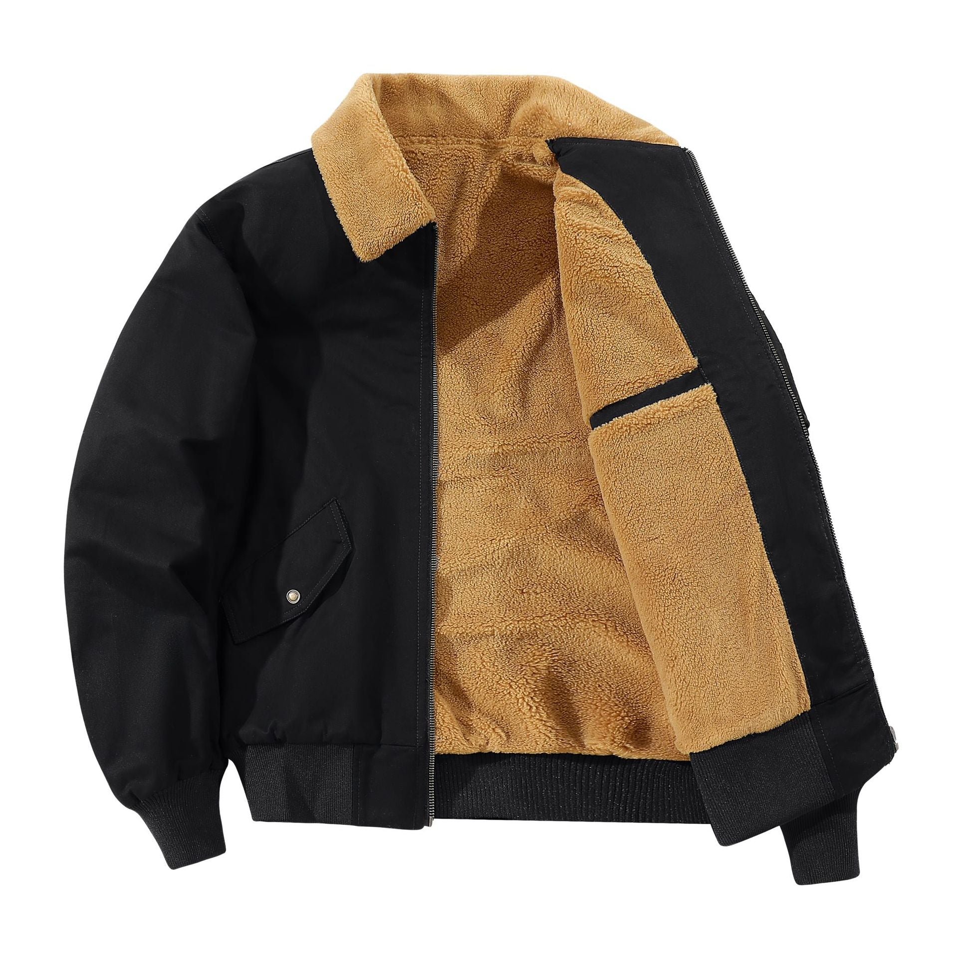 Men's American-style Fleece-lined Warm Pure Cotton Washed Jacket