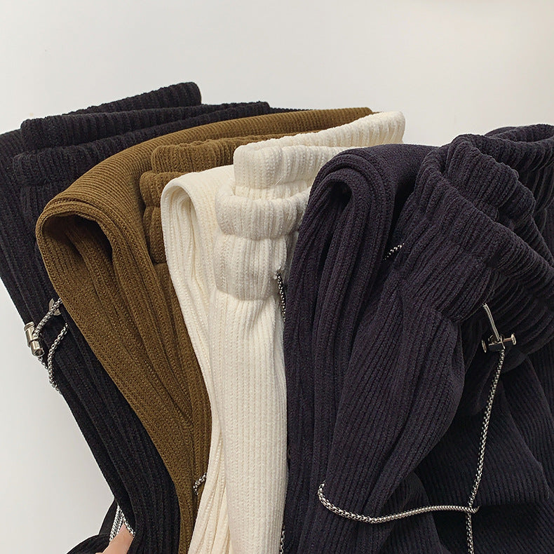 High Waist Straight Casual Pants For Autumn And Winter Wear