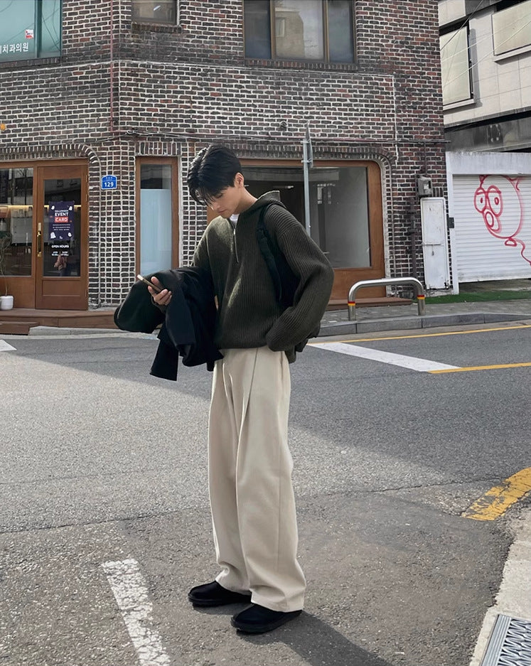 Men's Autumn And Winter Loose Straight Thickening Casual Pants