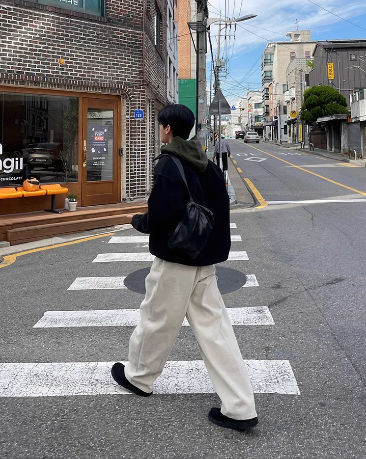 Men's Autumn And Winter Loose Straight Thickening Casual Pants