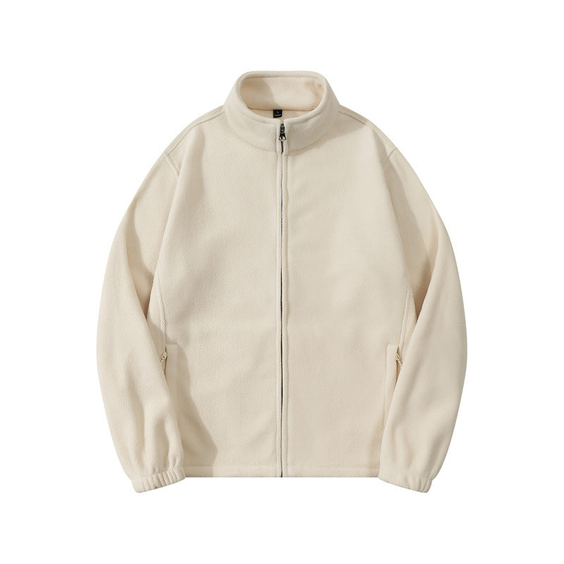 Autumn And Winter Double-sided Fleece Stand-up Collar Zipper Sweatshirt For Men