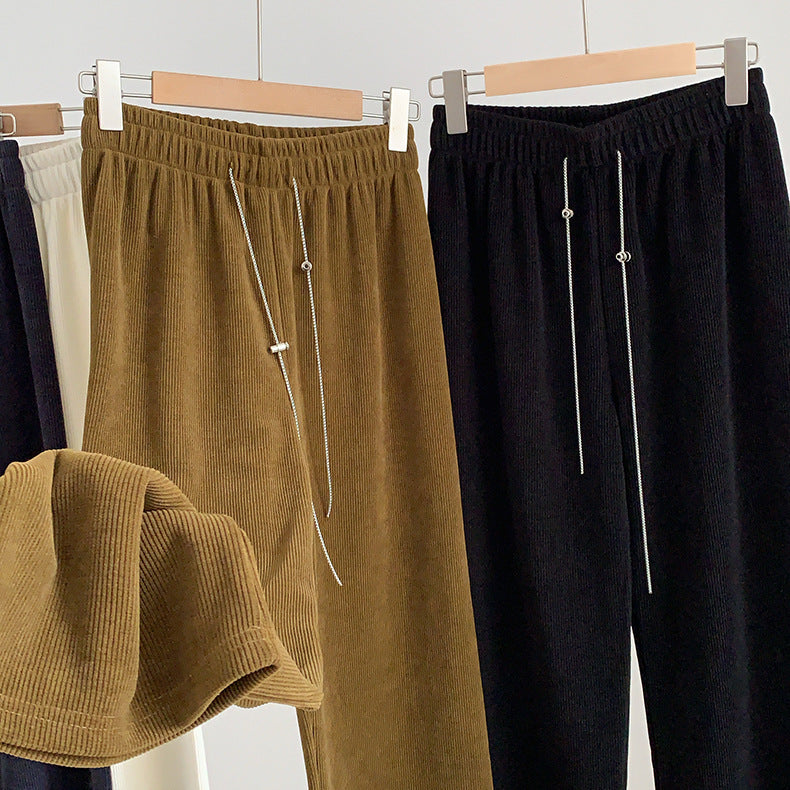 High Waist Straight Casual Pants For Autumn And Winter Wear