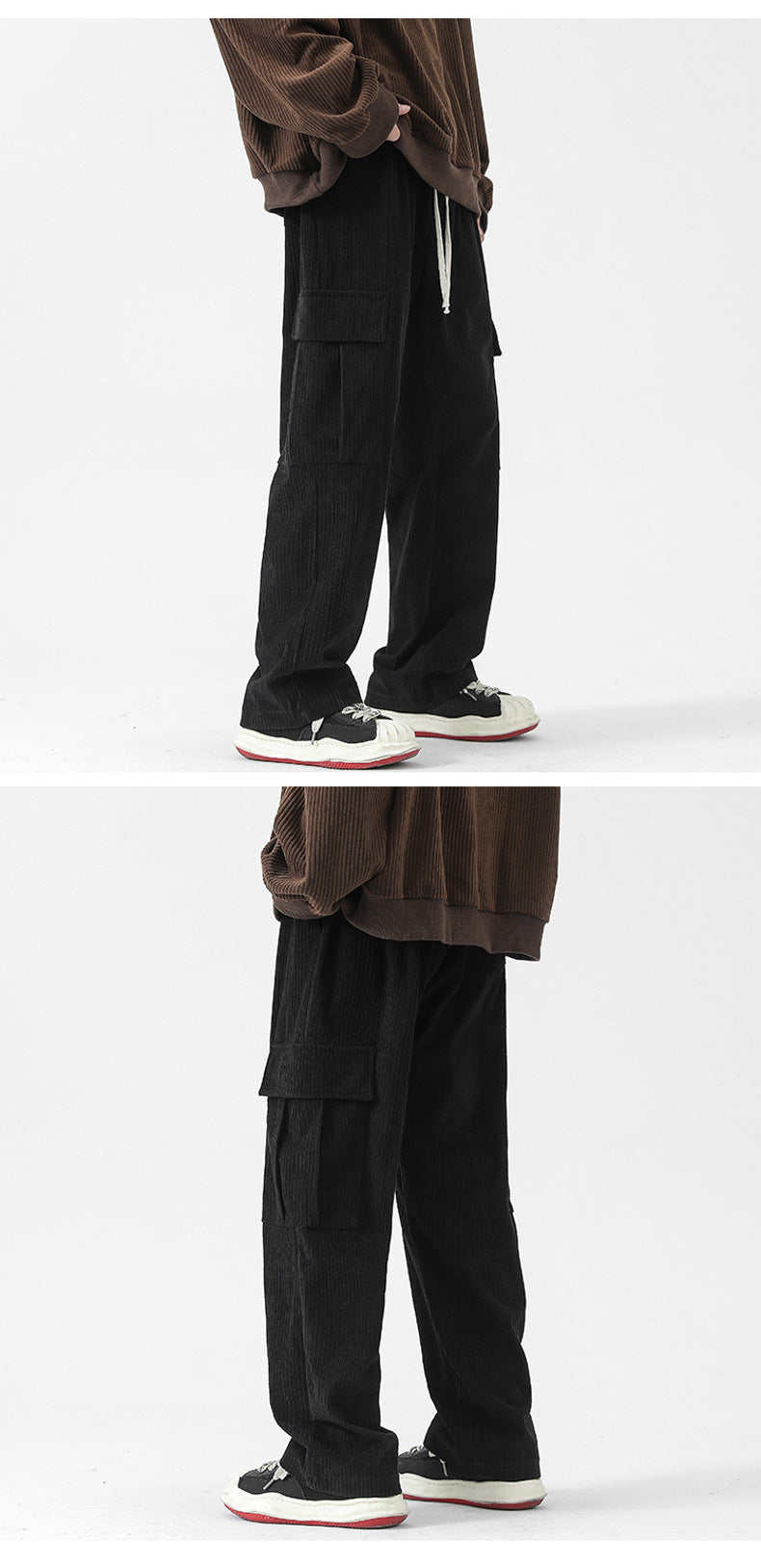Autumn And Winter Corduroy Loose Straight Cargo Pants