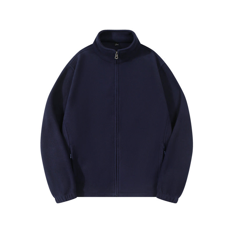 Autumn And Winter Double-sided Fleece Stand-up Collar Zipper Sweatshirt For Men