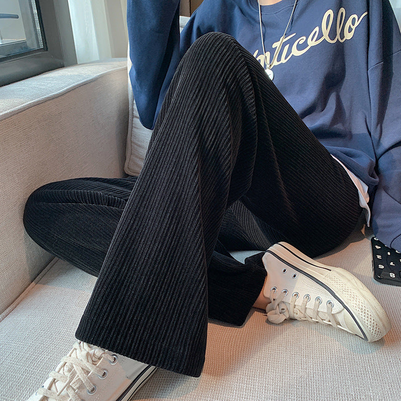 Women's Autumn And Winter High Waist Drape Straight Chenille Wide-leg Pants