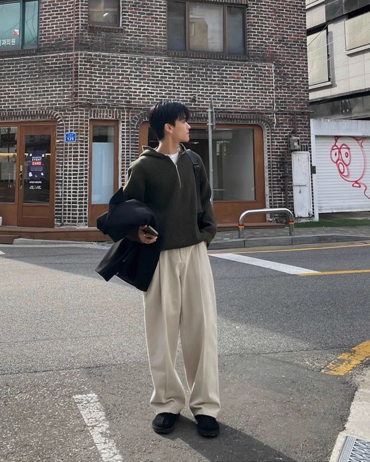 Men's Autumn And Winter Loose Straight Thickening Casual Pants