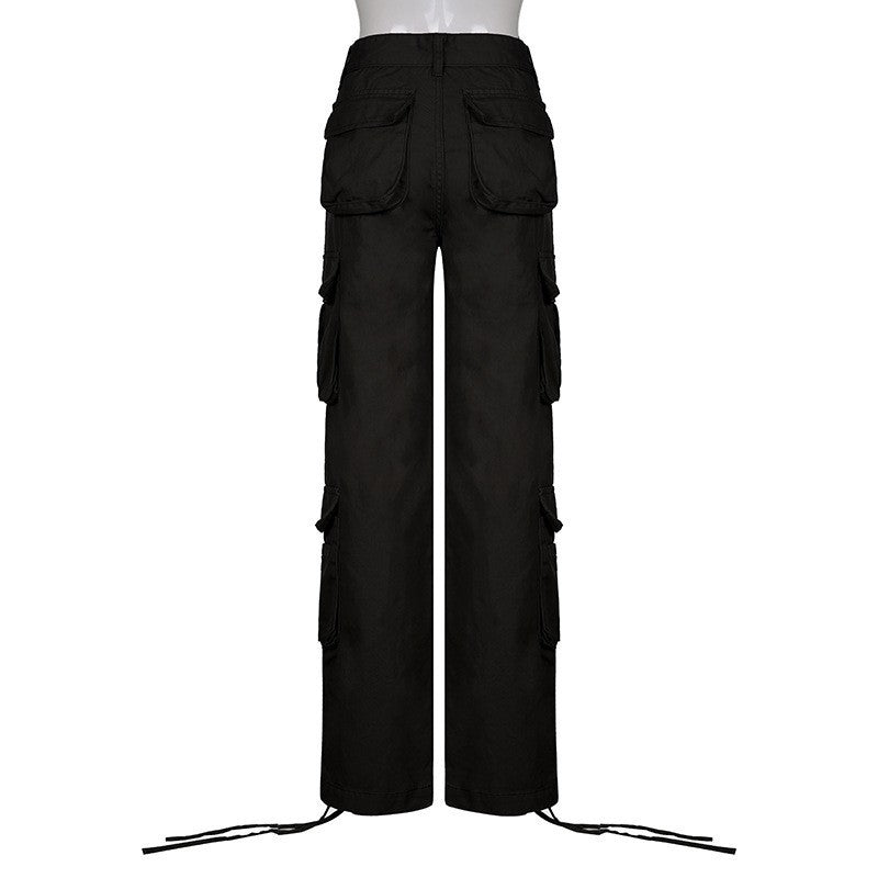 Autumn And Winter European And American Women's Clothing Tooling Straight-leg Trousers