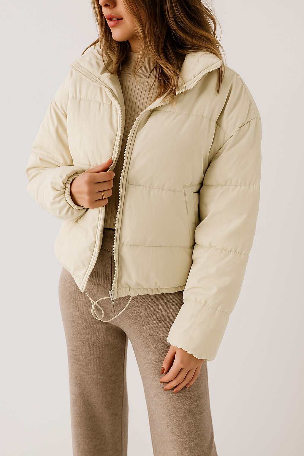 Winter Bread Coat New Thickened All-matching Warm Leisure Solid Color Stand-up Collar Cotton-padded Clothes Women