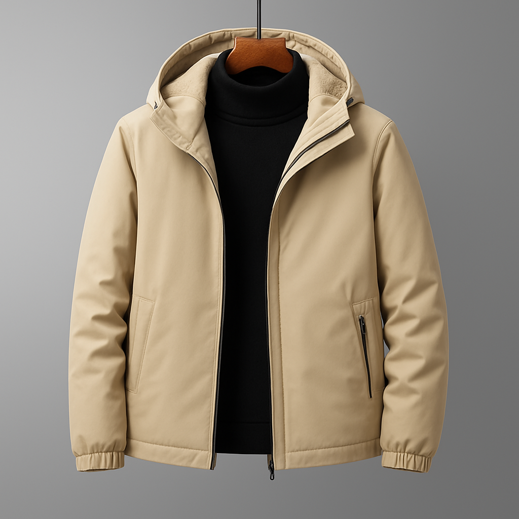 Men's Casual Fleece-lined Thick Hooded Jacket