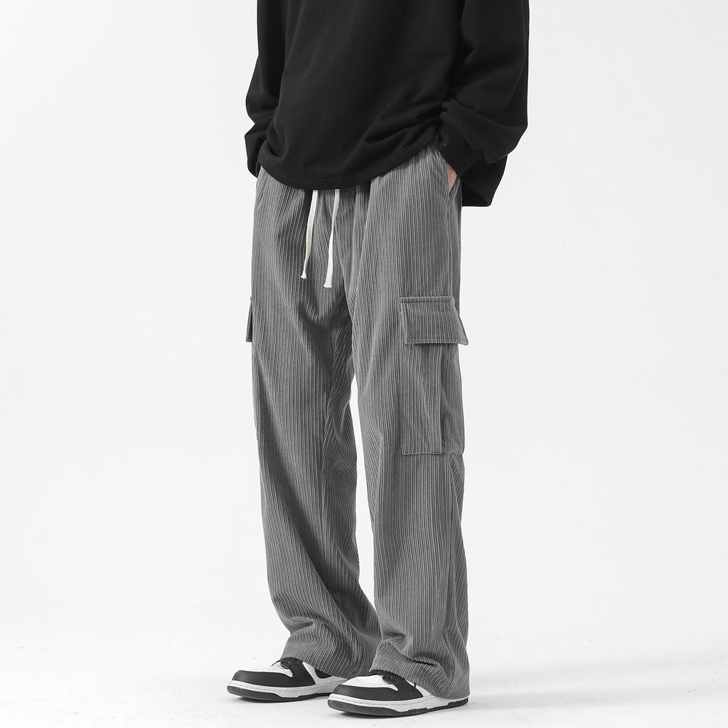 Autumn And Winter Corduroy Loose Straight Cargo Pants