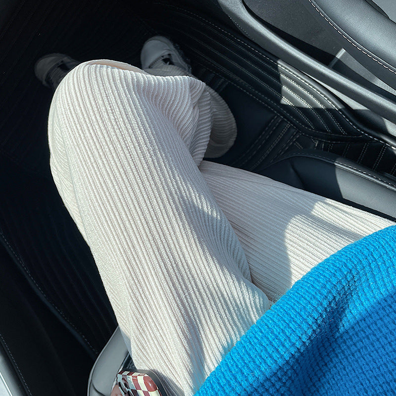 Women's Autumn And Winter High Waist Drape Straight Chenille Wide-leg Pants